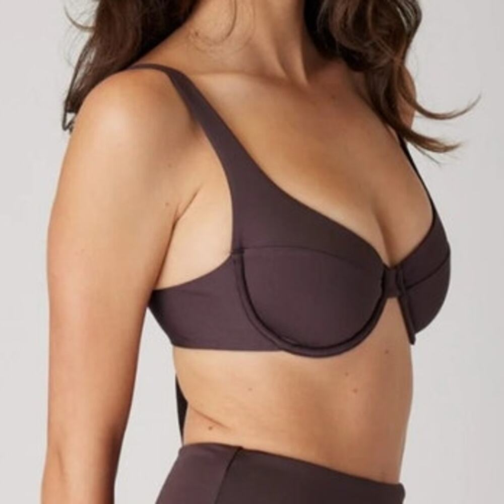 Londre the Riviera Underwire Bikini top swim brown cocoa tie back large